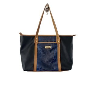 Marc Fisher Black & Blue Vegan Leather Crocodile Shoulder Bag Purse